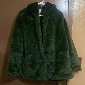 Green coat with hood